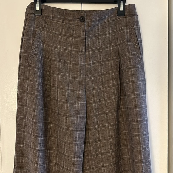Gentle Herd 100% Wool Plaid Checkered Pleated Wide Leg Trouser - Picture 4 of 17